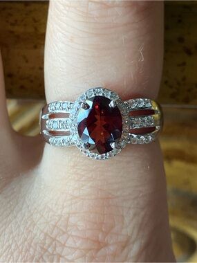Red Labradorite Sterling Silver Ring Size 8
